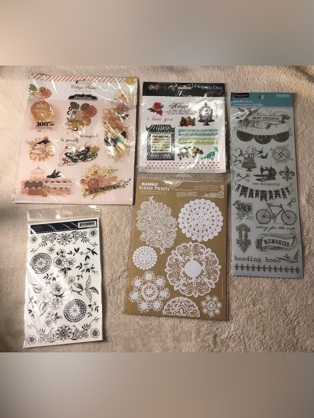 Assorted rub-on transfers